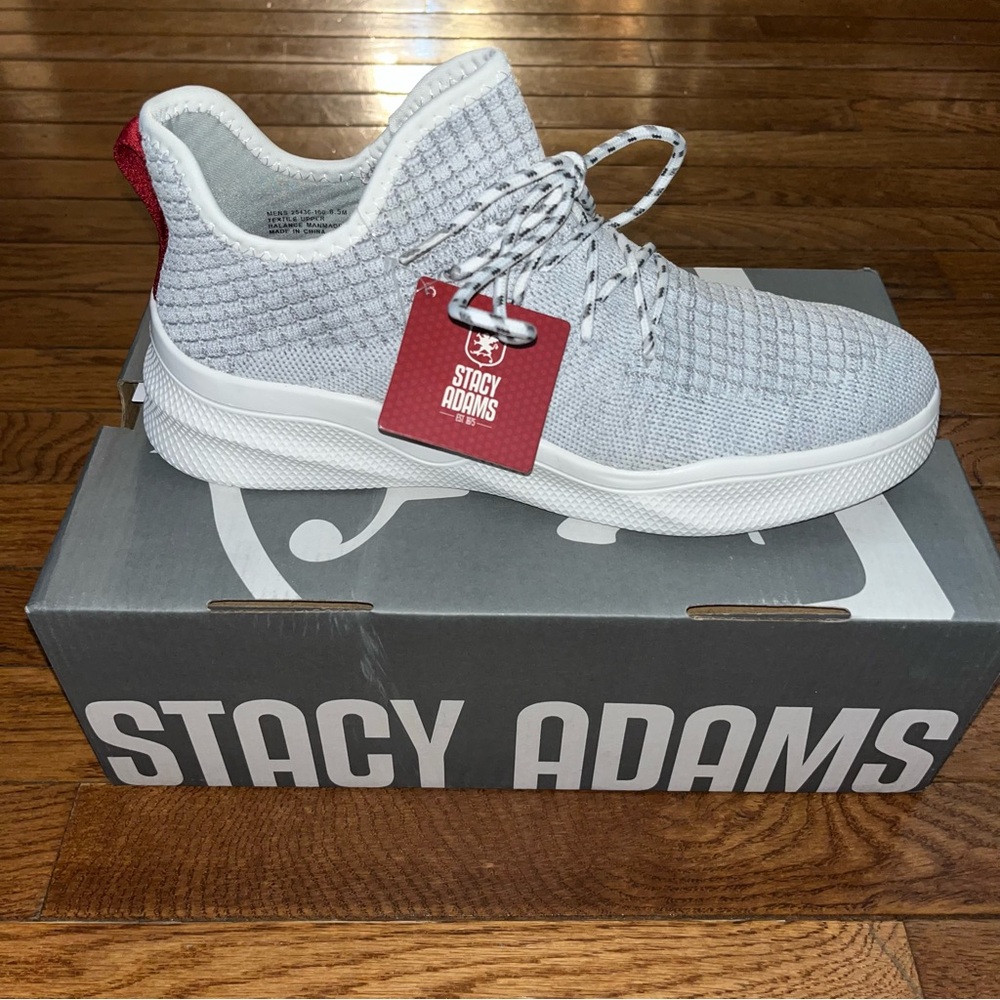 Stacy Adams Vortex Mesh Sporty Sneakers White & Gray Men’s Size 8.5 - Picture 5 of 11